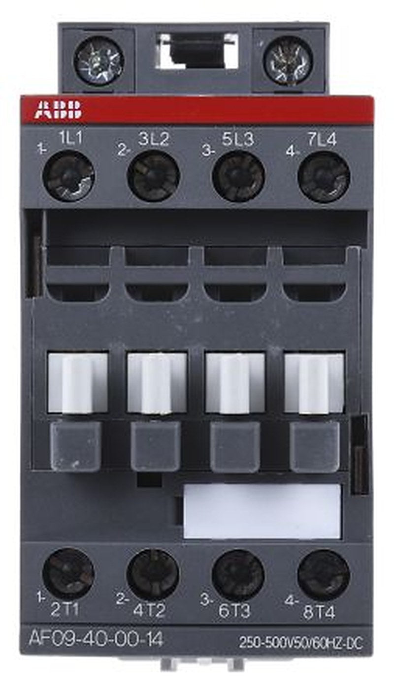 ABB AF09 Contactor, 250V ac/dc, 500 V ac/dc Coil, 4-Pole, 25 A, 4 kW 500V ac/dc, 4 NO, 690V ac