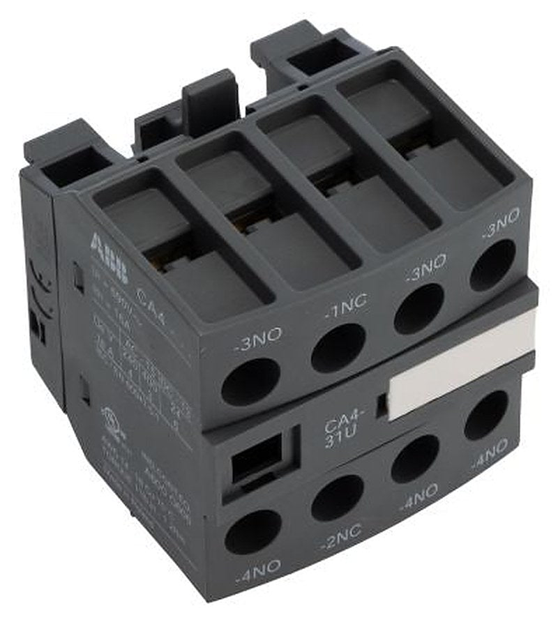 ABB Auxiliary Contact, 4 Contact, 3 NO/1 NC, CA4, Front, 6 A, 600 V dc, 690V ac, 1SBN010140R1331 CA4-31U