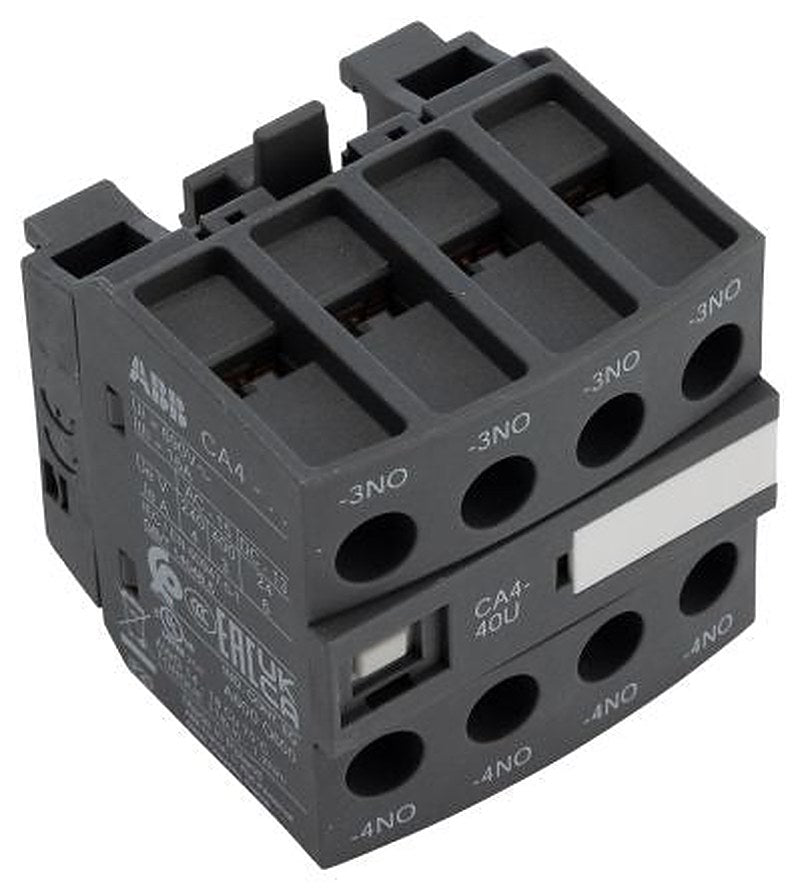 ABB Auxiliary Contact, 4 Contact, 4 NO, CA4, Front, 6 A, 600 V dc, 690V ac, 1SBN010140R1340 CA4-40U