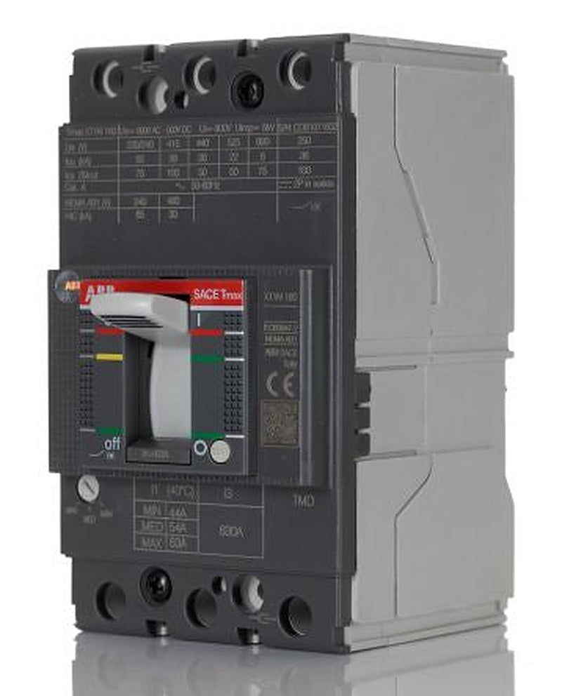 ABB, Protecta, XT1N Molded Case Circuit Breaker 3-Pole 63A, Breaking Capacity 36 kA, DIN Rail