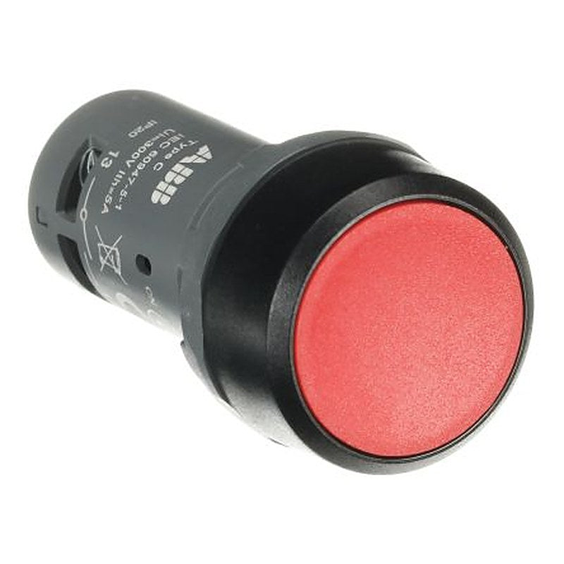 ABB Compact Series Push Button Switch, Momentary, Panel, 22 mm Cutout, DPST, IP20, IP66, IP67, IP69K, 125 V
