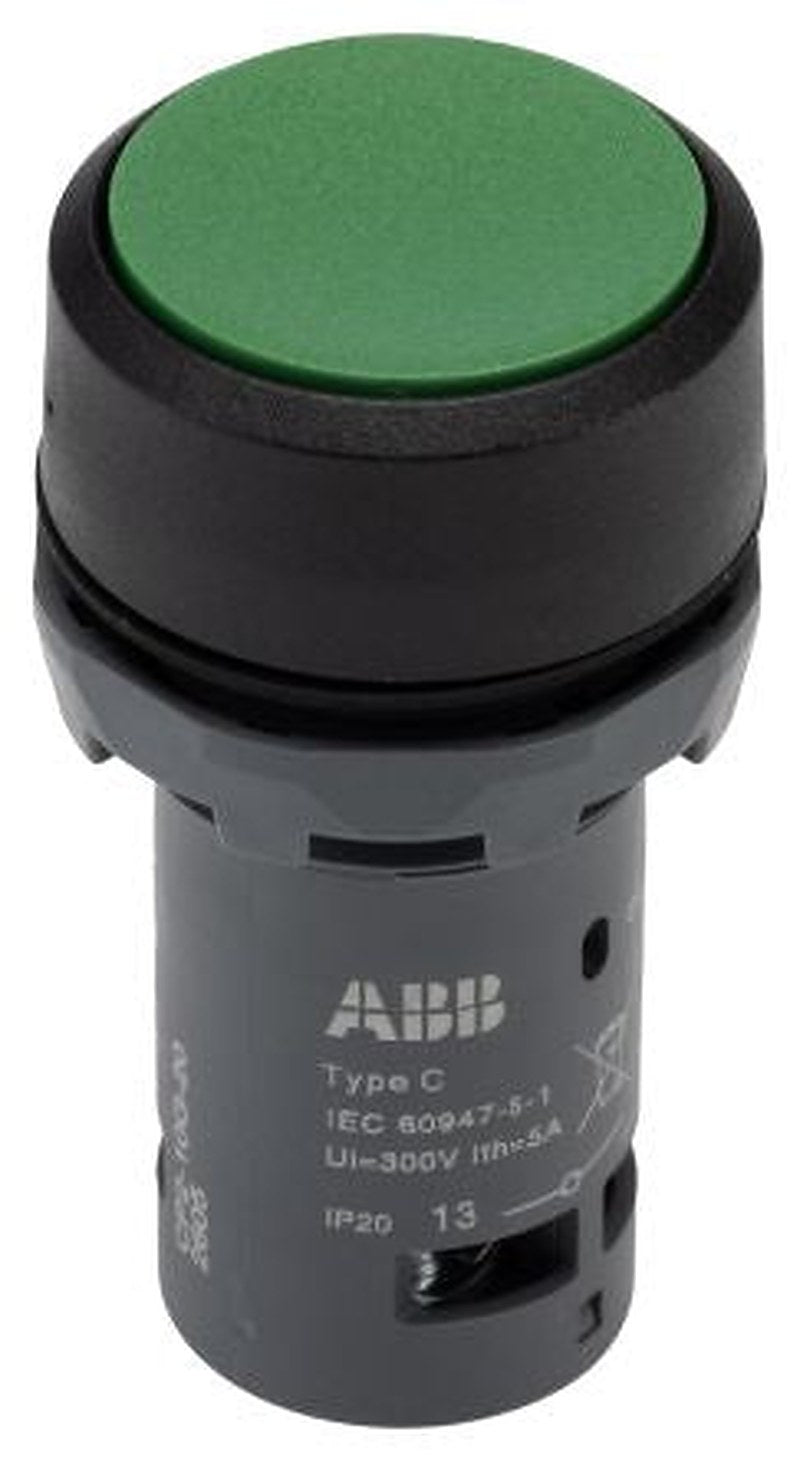ABB Compact Series Push Button Switch, Maintained, Panel, 22 mm Cutout, DPST, IP20, IP66, IP67, IP69K, 125 V 230 V ac