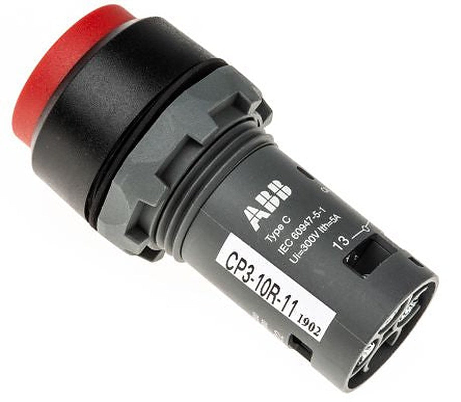 ABB Compact Series Push Button Switch, Momentary, Panel, 22 mm Cutout, SPDT, IP20, IP66, IP67, IP69K, 125 V