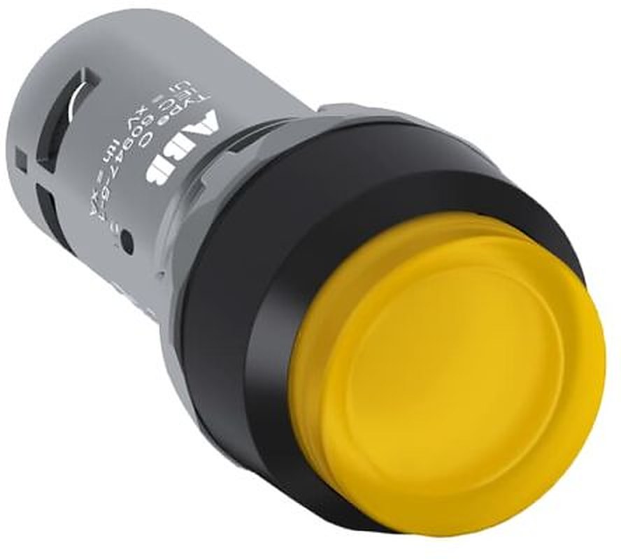 ABB CP4 Series Illuminated Push Button Switch, Panel, 23 mm Cutout Yellow, SPST, IP20, IP40, IP66