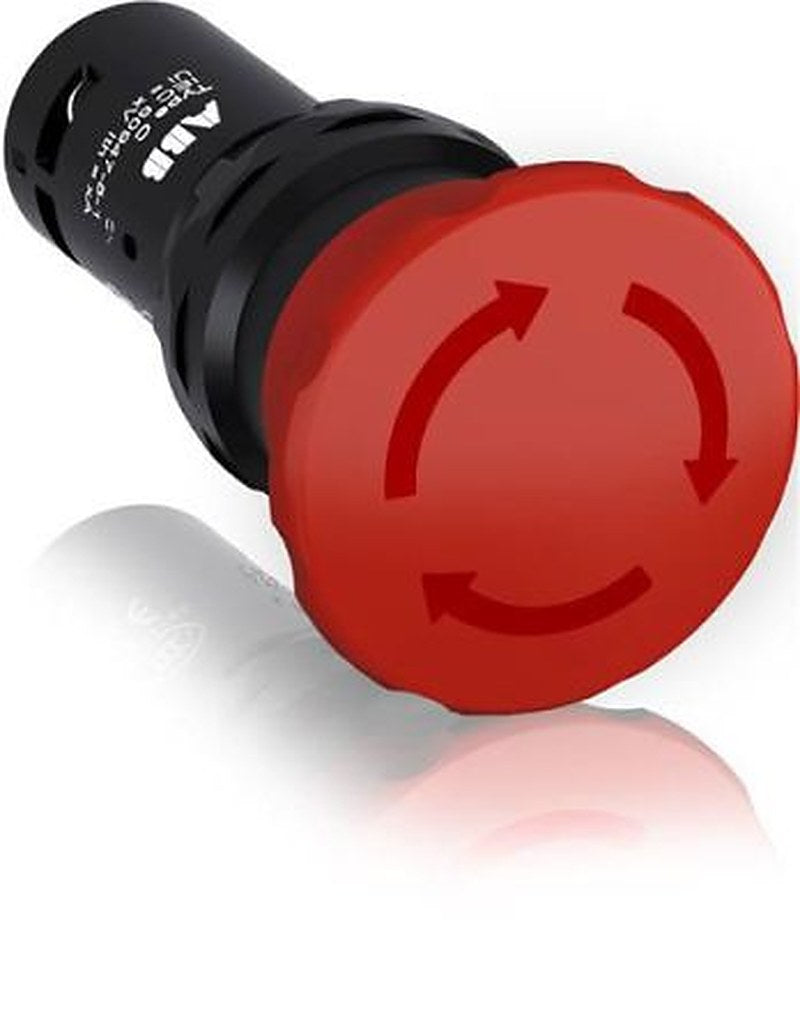 ABB 1SFA Series Twist Release Emergency Stop Push Button, Panel Mount, 22 mm Cutout, 2 NC, IP66, IP67, IP69K