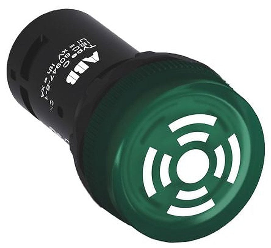 ABB, ABB Compact, Panel Mount Green LED Buzzer, 22 mm Cutout, IP66, IP67, Round, 24V ac/dc