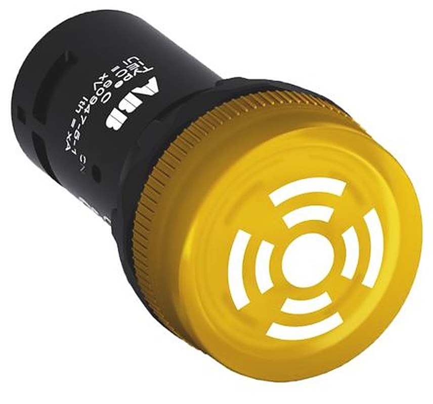 ABB, Compact, Panel Mount Yellow LED Buzzer, 22 mm Cutout, IP66, IP67, Round, 130V dc