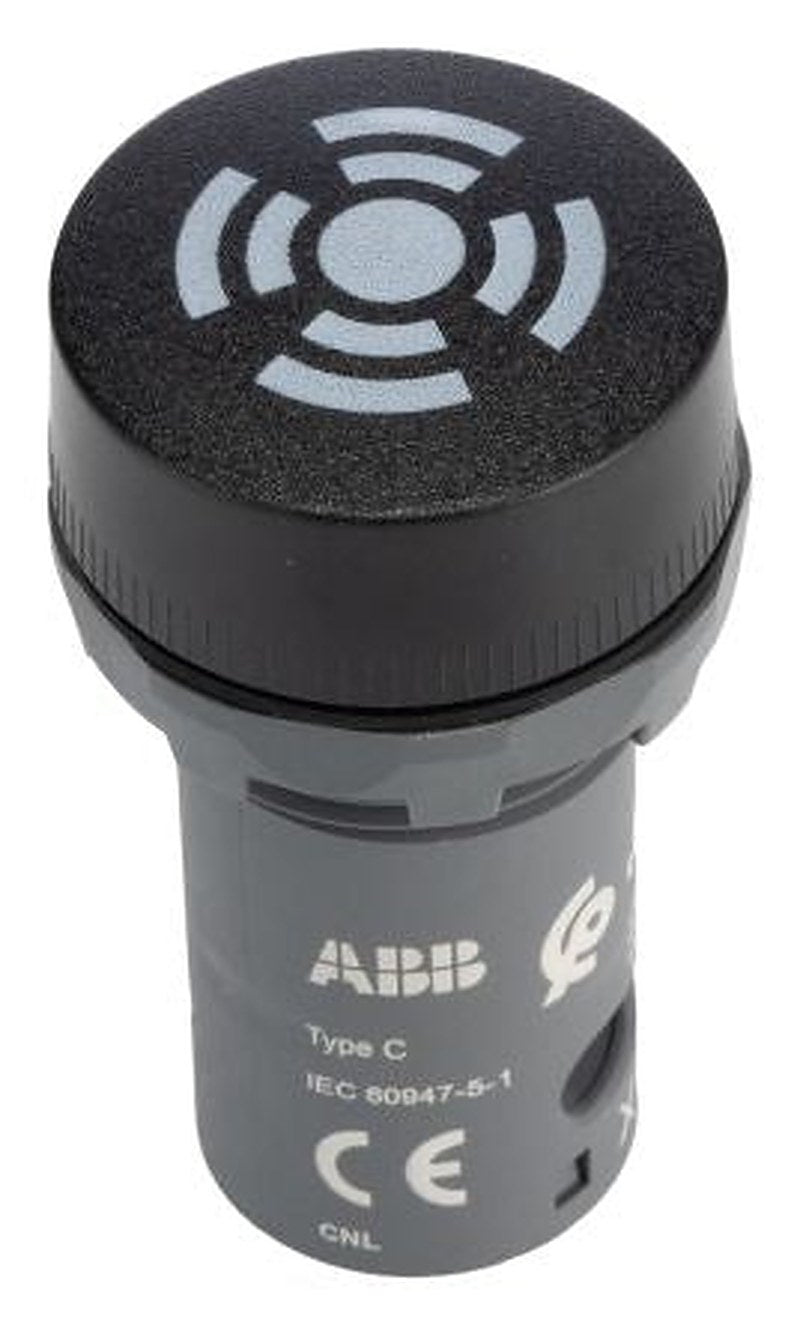 ABB, Compact, Panel Mount Black LED Buzzer, 22 mm Cutout, IP67, IP66, IP69K, Round, 24V ac/dc