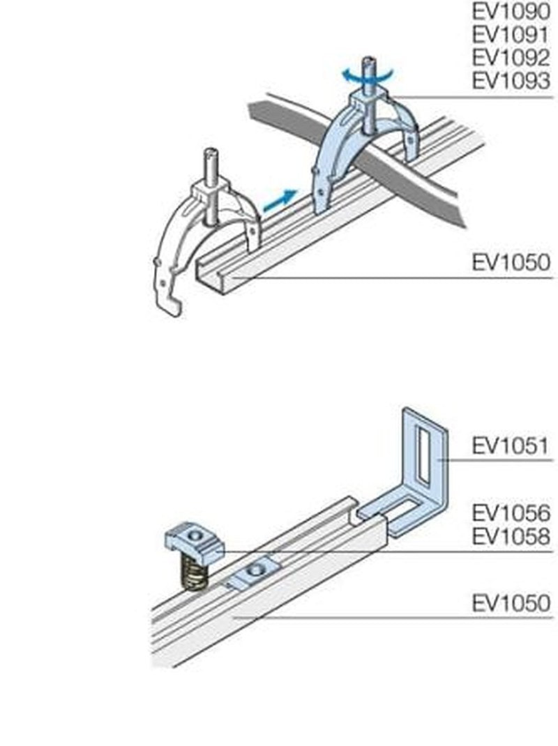ABB EV1051 Series Pickled Steel Sheet Guide Rail, 50mm W, 50 mm H, 100 mm D, 100 mm L For Use With EV1050
