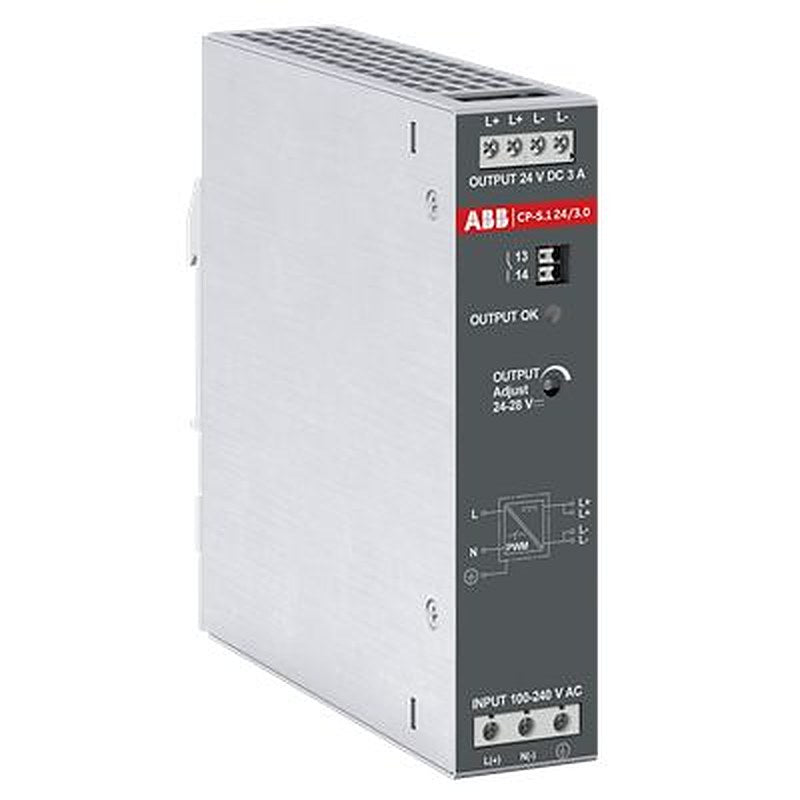 ABB 1SVR320361R Power Supply DIN Rail Power Supply 277V DC Input 28V, 3 A Output DC 72 W
