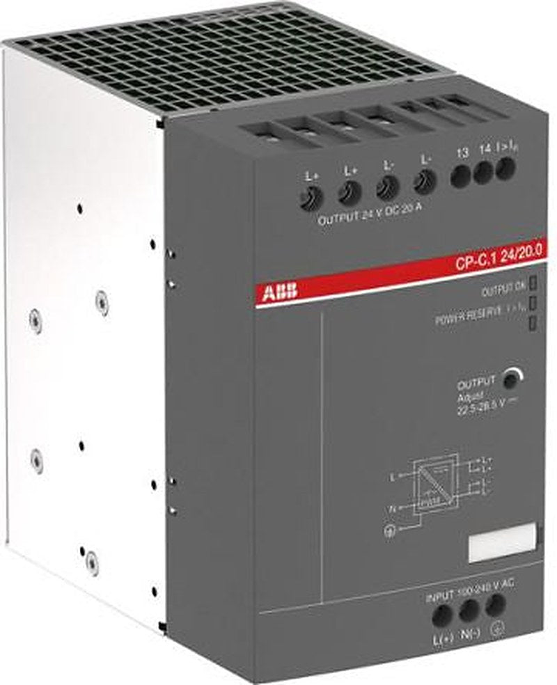 ABB CP-C.1 Switched Mode DIN Rail Power Supply 240V ac AC/DC Input 24V dc, 20 A Output DC 480 W