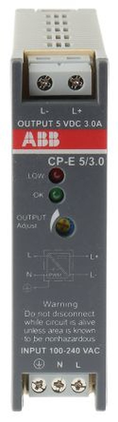ABB CPE Switched Mode DIN Rail Power Supply 240V ac AC/DC Input 5V dc, 3 A Output DC 15 W