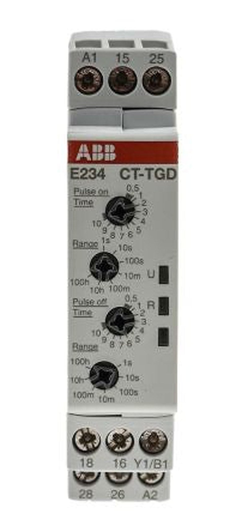 ABB 1SVR Series DIN Rail Timer Relay, 2-Contact, 48 V dc 24V ac, 240 V ac, 0.05 s to 100 h, 1-Function, DPDT Switch