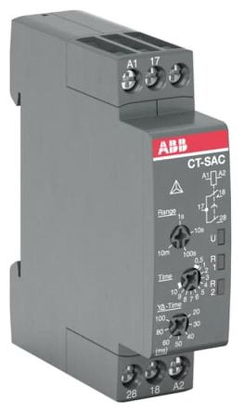 ABB CT-C Series DIN Rail Timer Relay, 2-Contact, 24 to 48 V dc 24V ac, 240 V ac, 0.05 s to 10 min, 1-Function
