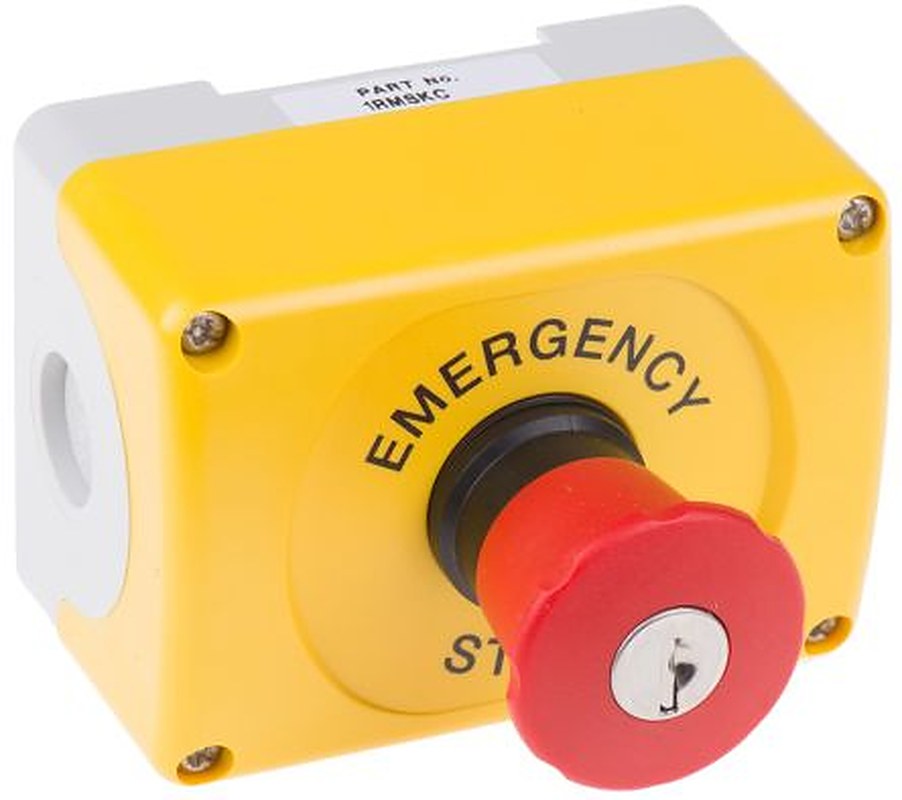 ABB Key Release Emergency Stop Push Button, Surface Mount, 1 NC, IP66