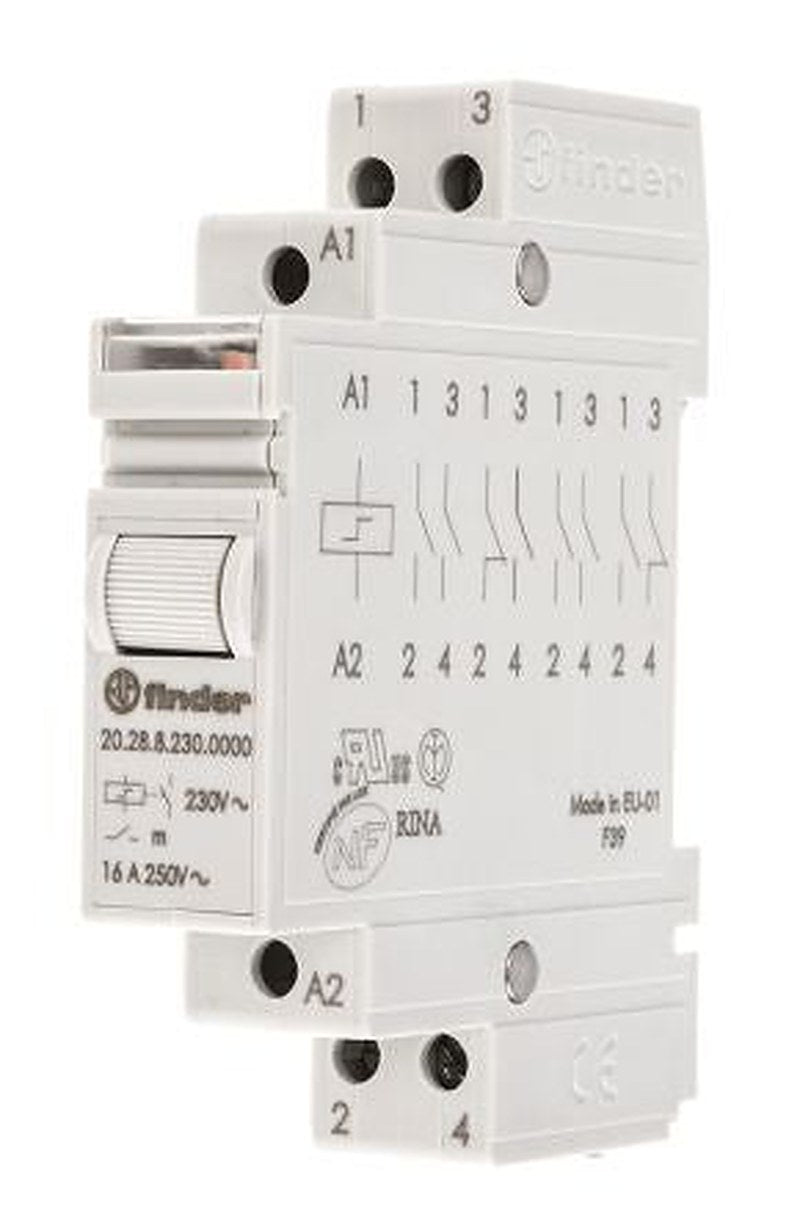 Finder DIN Rail Modular Step Relay, 230V ac Coil, 16A, DPST