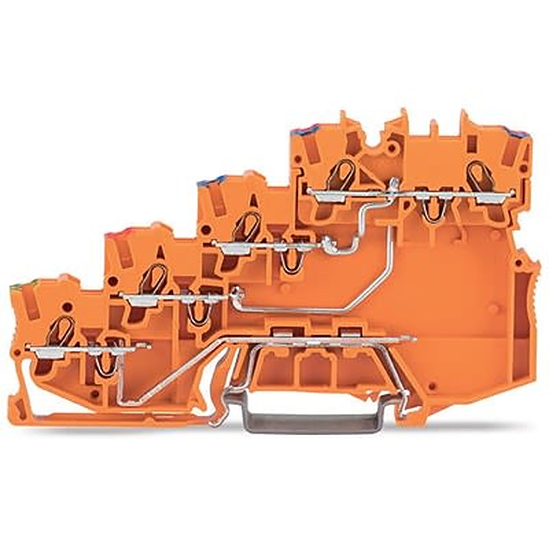 WAGO 2000-5477 TOPJOB S Series DIN Rail Terminal Block Orange, 1mm², 4-Level, Cage Clamp