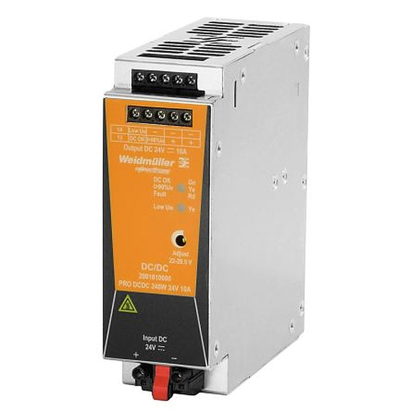 Weidmüller DC/DC Converter, 29.5V dc/ 10 A, 24V dc Input, 24V dc Input, DIN Rail 240 W, 70 °C Max Temp -25 °C Min Temp