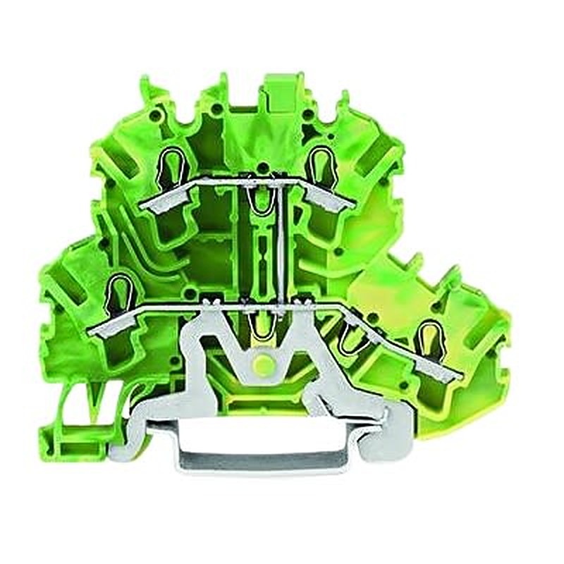 WAGO 2002-2207 Earth Terminal Block Green, Yellow, 2.5mm², 2-Level, Cage Clamp, IECEx/ATEX