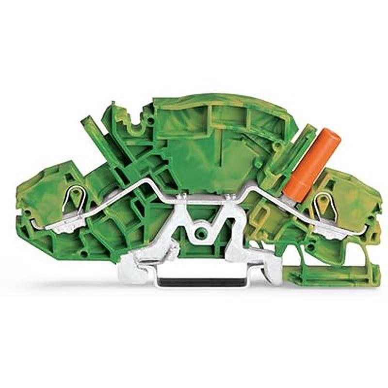 WAGO 2007-8807 TOPJOB S Series DIN Rail Terminal Block Green, Yellow, 6mm², 1-Level, Cage Clamp
