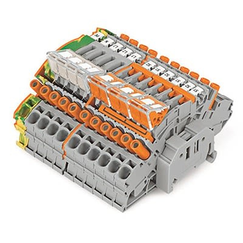 WAGO 2007-8873 TOPJOB S Series Terminal Block Yellow, Green, 6mm², 1-Level, Cage Clamp