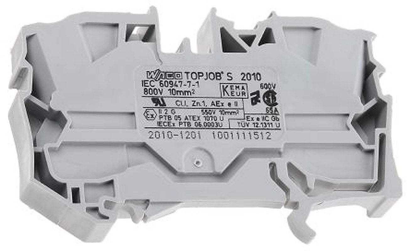 WAGO 2010-1201 Feed Through Terminal Block Grey, 10mm², 1-Level, Cage Clamp, IECEx/ATEX