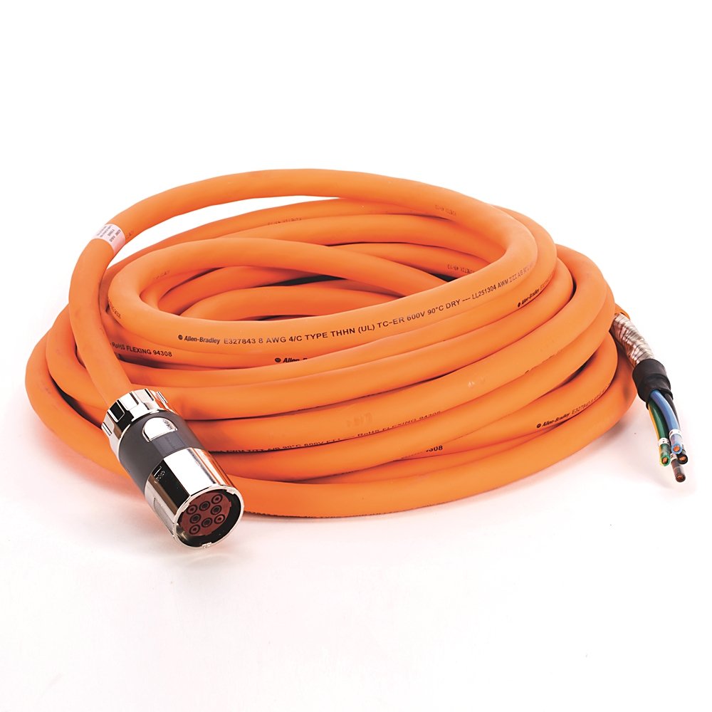 SpeedTEC Cable, Motor Power Only, SpeedTec DIN Connector, Drive-end, Flying-lead, 8 AWG, Continuous-Flex, 15 Meters