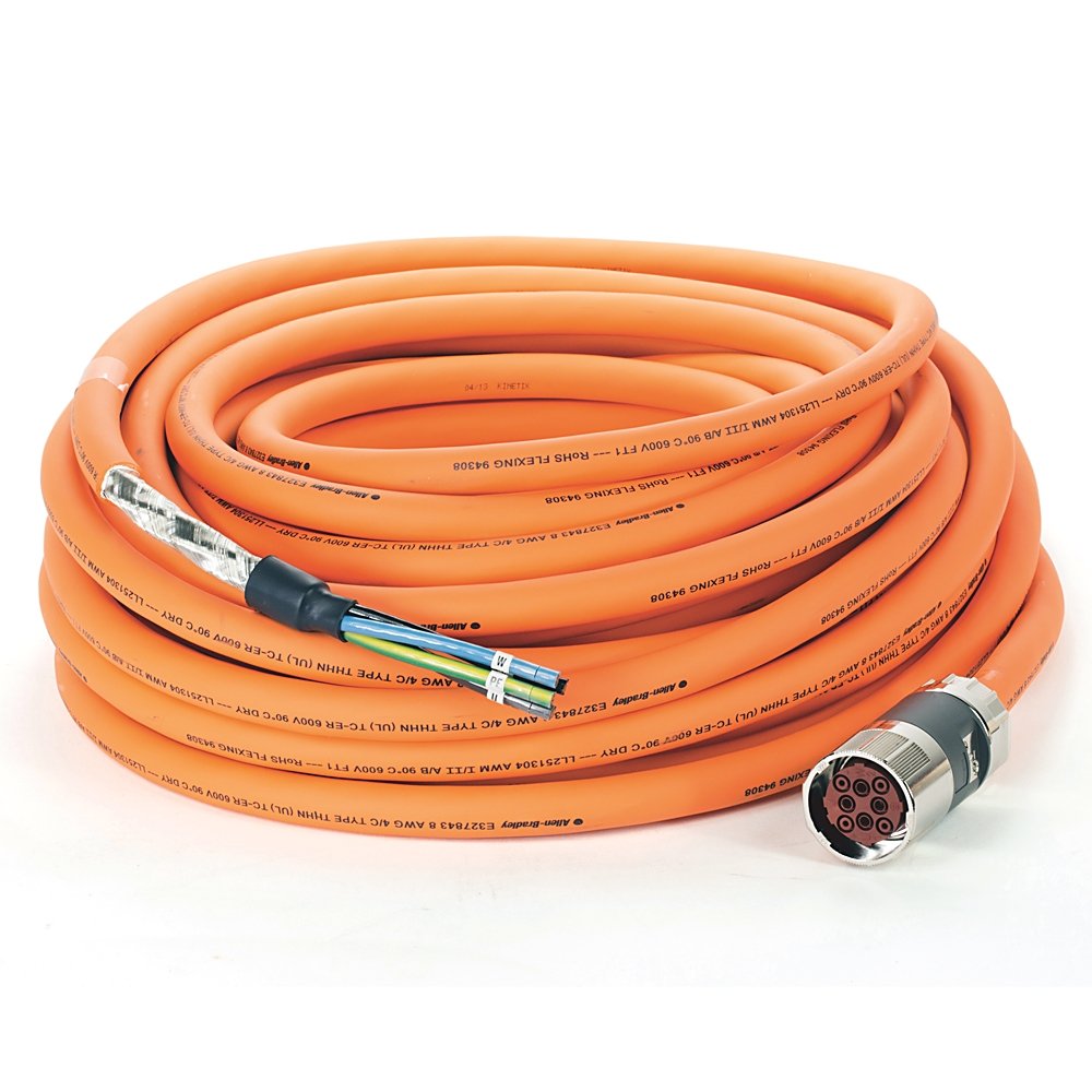SpeedTEC Cable, Motor Power Only, SpeedTec DIN Connector, Drive-end, Flying-lead, 8 AWG, Continuous-Flex, 25 Meters