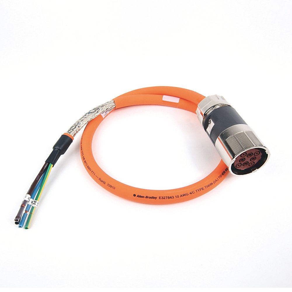 SpeedTEC Cable, Motor Power Only, SpeedTec DIN Connector, Drive-end, Flying-lead, 10 AWG, Standard (Non-Flex), 1 Meter
