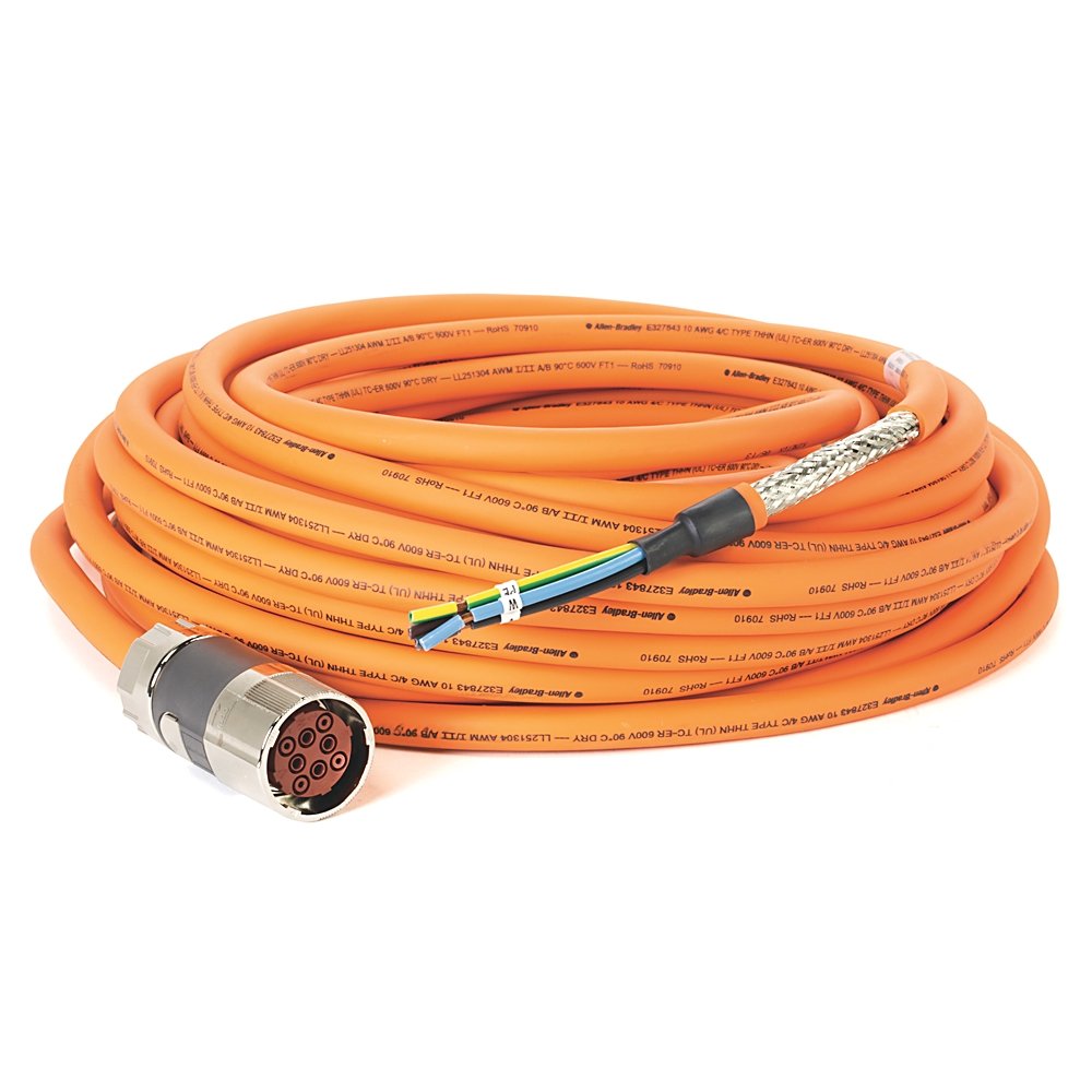 SpeedTEC Cable, Motor Power Only, SpeedTec DIN Connector, Drive-end, Flying-lead, 10 AWG, Standard (Non-Flex), 20 Meters
