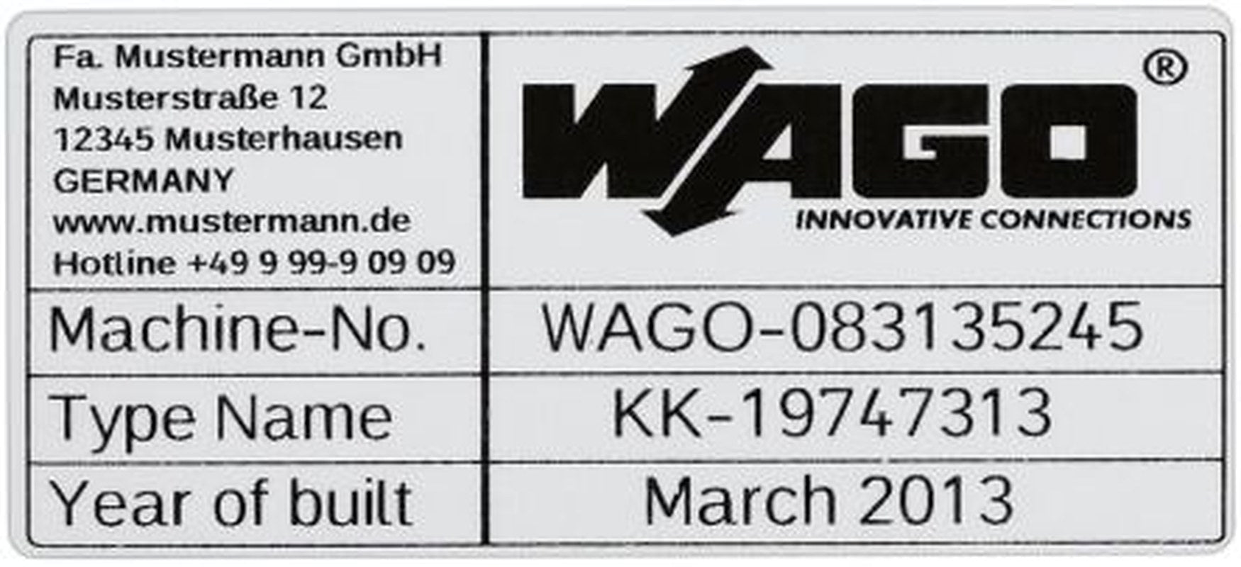 WAGO Silver Black Print Label, 99 mm Width, 500 Per Roll Qty, 99 mm