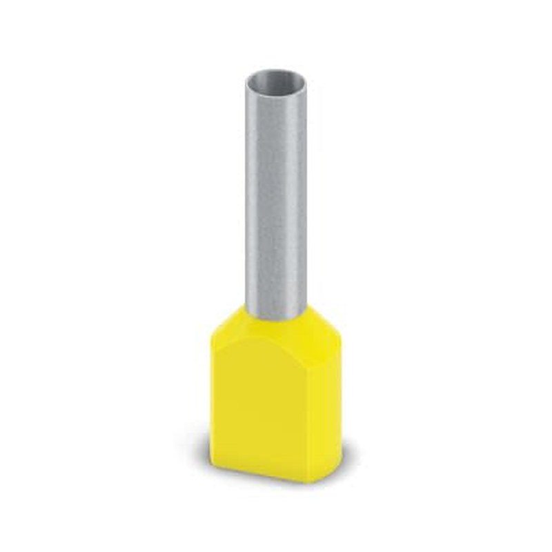 Phoenix Contact, Ferrule A Insulated Bootlace Ferrule, 18 mm Pin Length, 4.9 mm Pin Diameter, Yellow to 10 AWG Wire Size