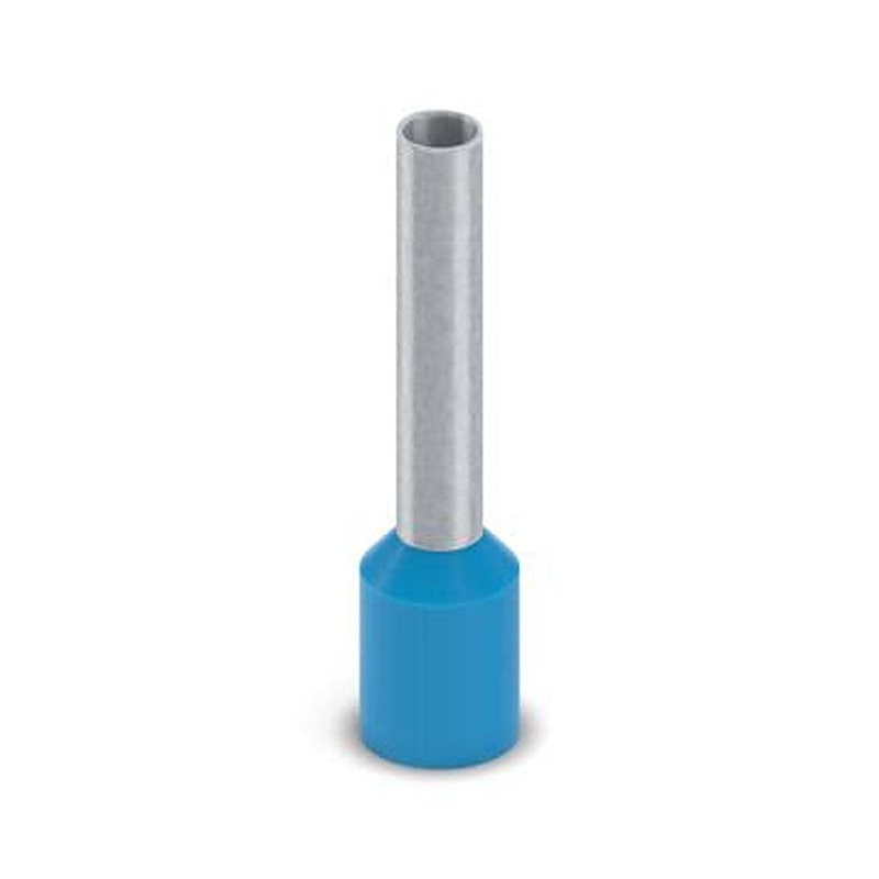 Phoenix Contact Insulated Bootlace Ferrule, 18 mm Pin Length, 2.3 mm Pin Diameter, Blue to 14 AWG Wire Size