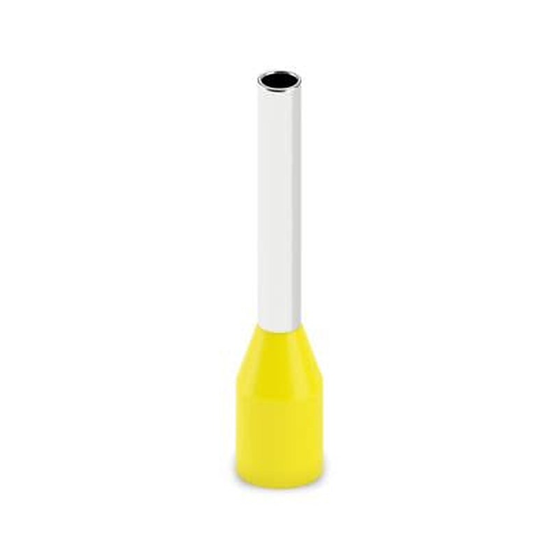 Phoenix Contact, AI1 -10 YE Insulated Ferrule, 10 mm Pin Length, 1.5 mm Pin Diameter, Yellow to 18 AWG Wire Size