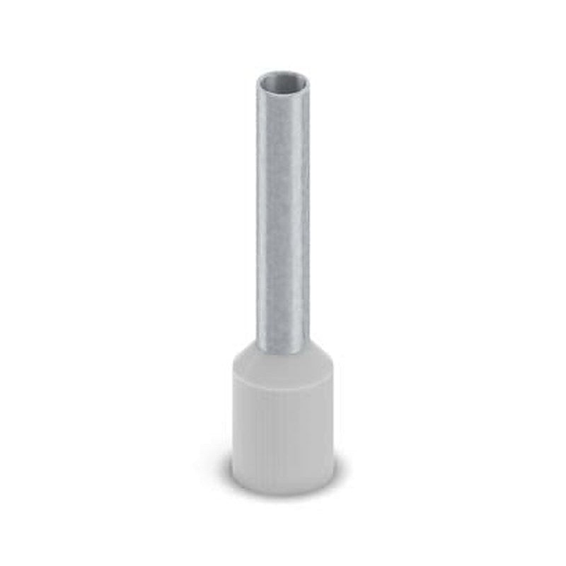 Phoenix Contact, BH341S Insulated Bootlace Ferrule, 18 mm Pin Length, 2.3 mm Pin Diameter, Grey to 14 AWG Wire Size