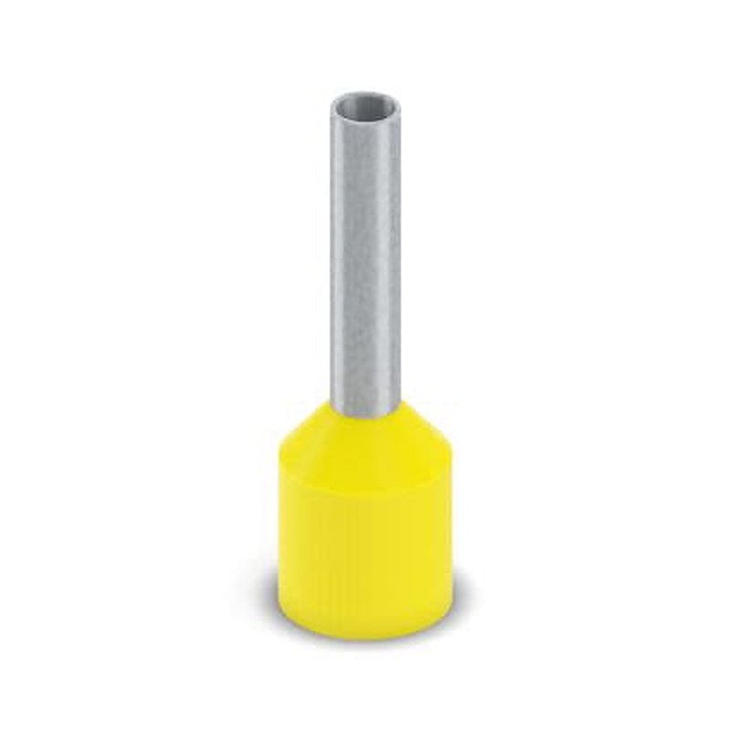 Phoenix Contact, AI-GB 6 - 12 YE Insulated Bootlace Ferrule, 12 mm Pin Length, 3.6 mm Pin Diameter, Yellow to 10 AWG
