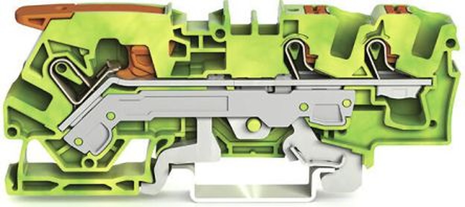 WAGO 2106-5307 Earth Terminal Block Green, Yellow, 6mm², 1-Level, Cage Clamp, IECEx/ATEX