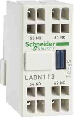 The Schneider Electric LADN series Auxiliary contact block, TeSys D, front mounting with spring terminals. Green Premium product Instantaneous contact operation