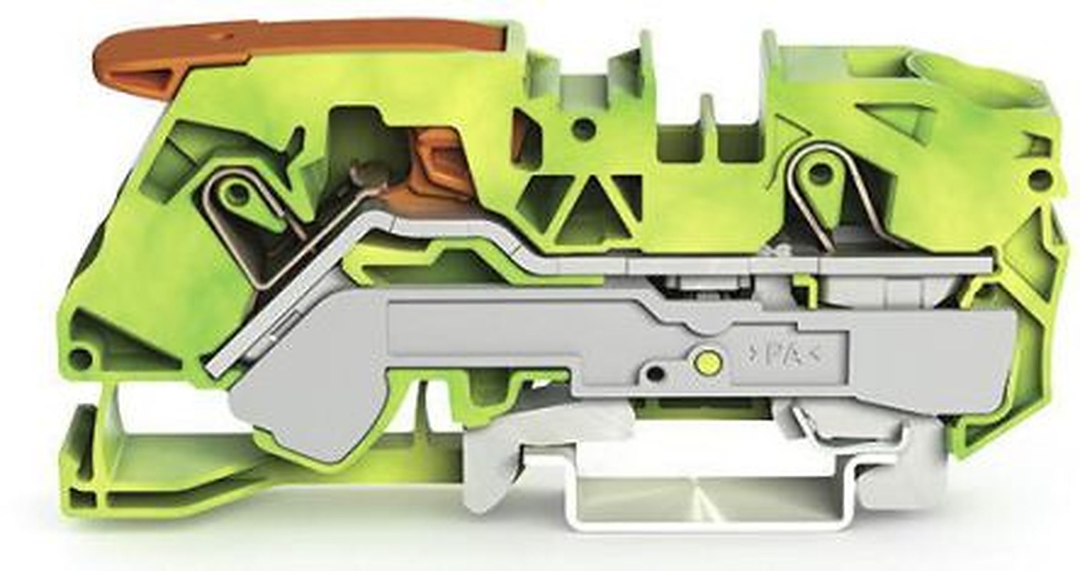 WAGO 2116-1207 Earth Terminal Block Yellow, Green, 16mm², 1-Level, Cage Clamp, IECEx/ATEX