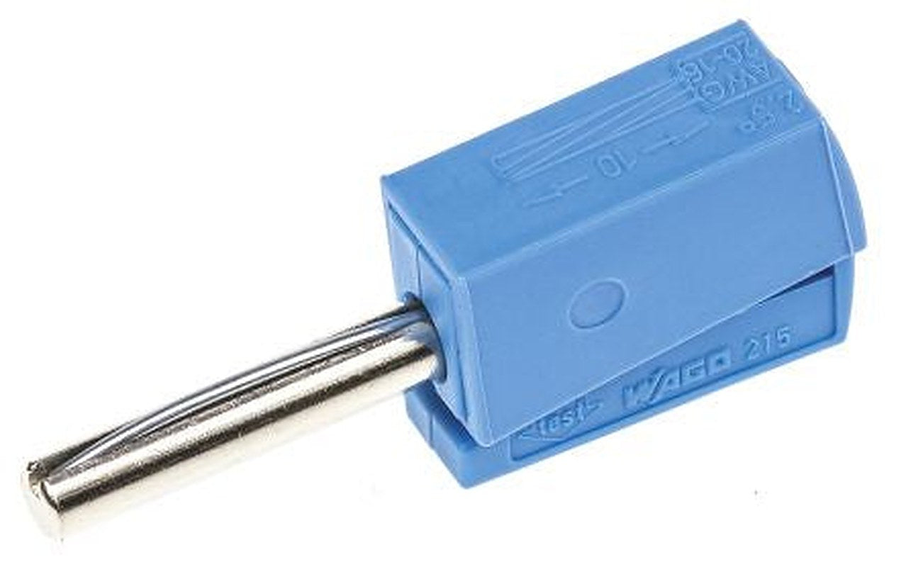 WAGO Blue Male Banana Plug, 4 mm Connector, Cage Clamp Termination, 42V, 20A, Nickel Plating