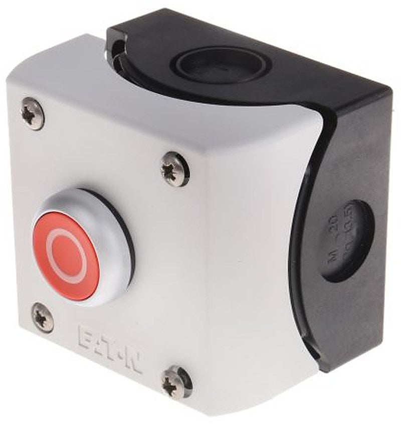 Eaton Momentary Enclosed Push Button - SPDT, Plastic, 1 Cutouts, Red, O, IP69K