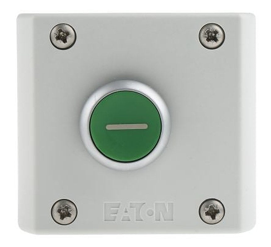 Eaton Momentary Enclosed Push Button - SPDT, Plastic, 1 Cutouts, Green, I, IP69K
