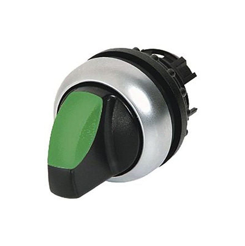 Eaton M22 Series 2 Position Illuminated Selector Switch Head, 23 mm Cutout, Green Handle, IP66