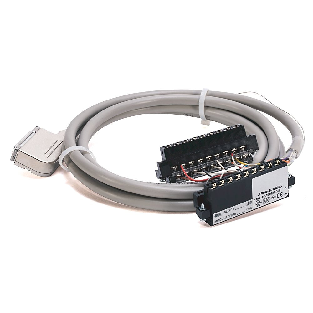 The Rockwell Automation Bulletin 1492 prewired analog cable with 25-pin D-Shell for use with for Bulletin 1769 analog I/O modules and RTD input module. It has cable length of 5 meter. Designed to minimize control wiring in a panel Reduced wiring errors Faster troubleshooting and easier maintenance