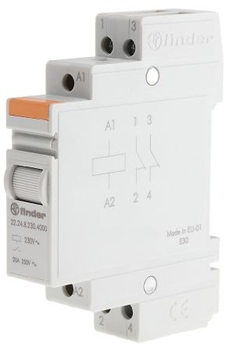 Finder DIN Rail Power Relay, 230V ac Coil, 20A Switching Current, DPST