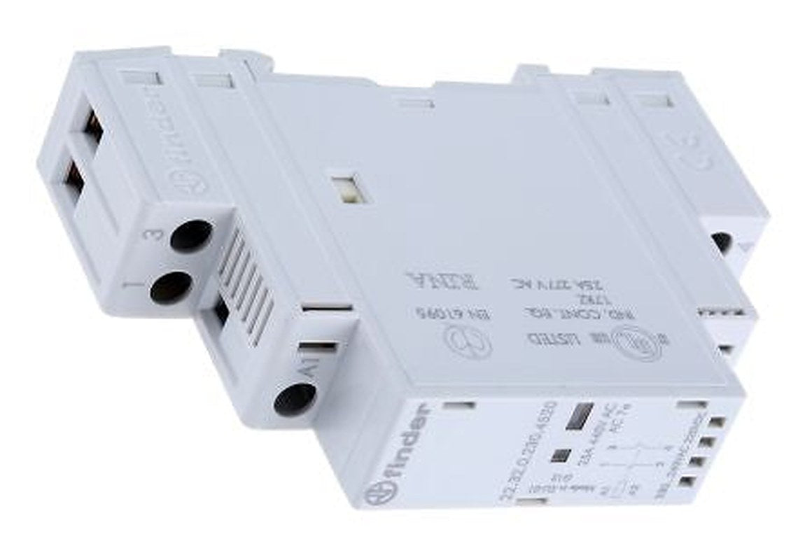 Finder 22 Contactor, 240V ac Coil, 2-Pole, 25 A, 2 NO, 440V