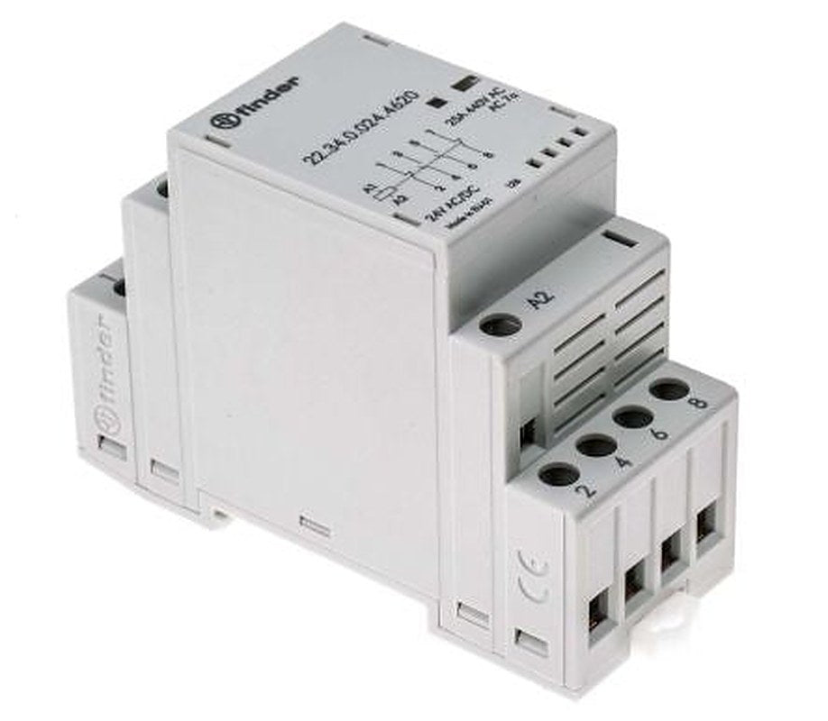 Finder 22 Contactor, 24V ac Coil, 4-Pole, 25 A, 4 kW 24V ac, 2 NO/2 NC, 250 V dc, 440V ac