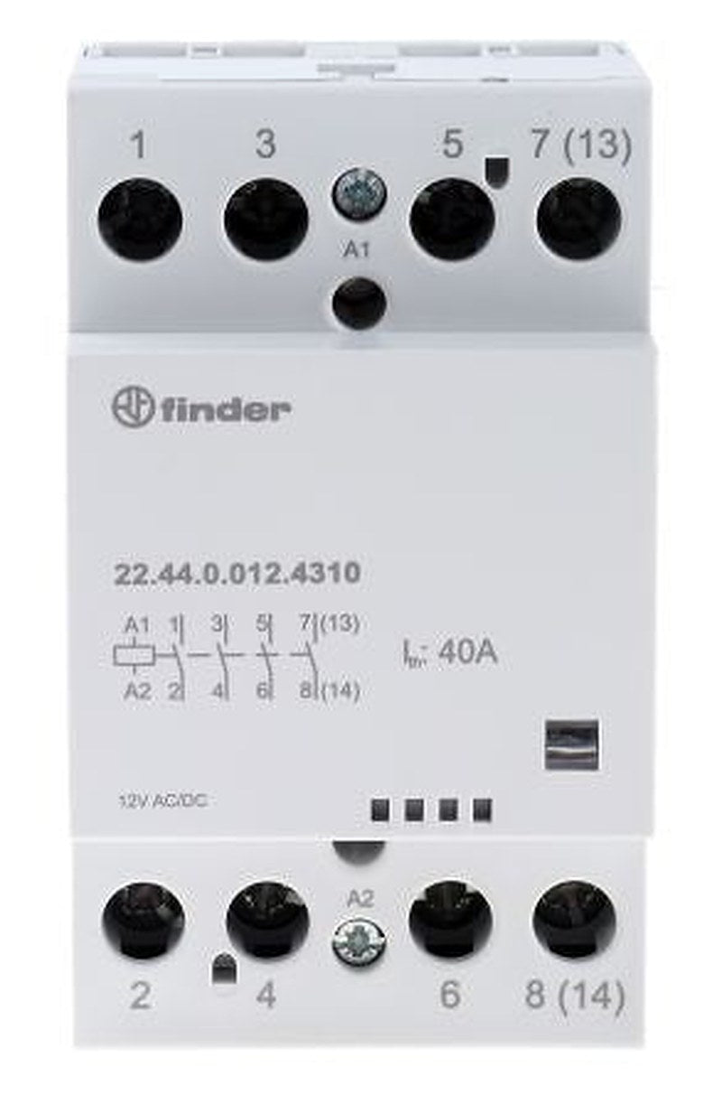 Finder 22 Contactor, 12V ac/dc Coil, 4-Pole, 40 A