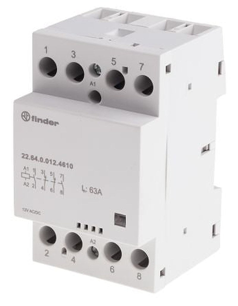 Finder 22 Contactor, 12V ac/dc Coil, 4-Pole, 63 A