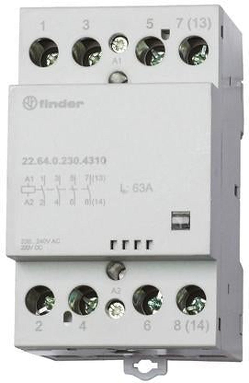 Finder 22 Contactor, 125V ac Coil, 4-Pole, 63 A